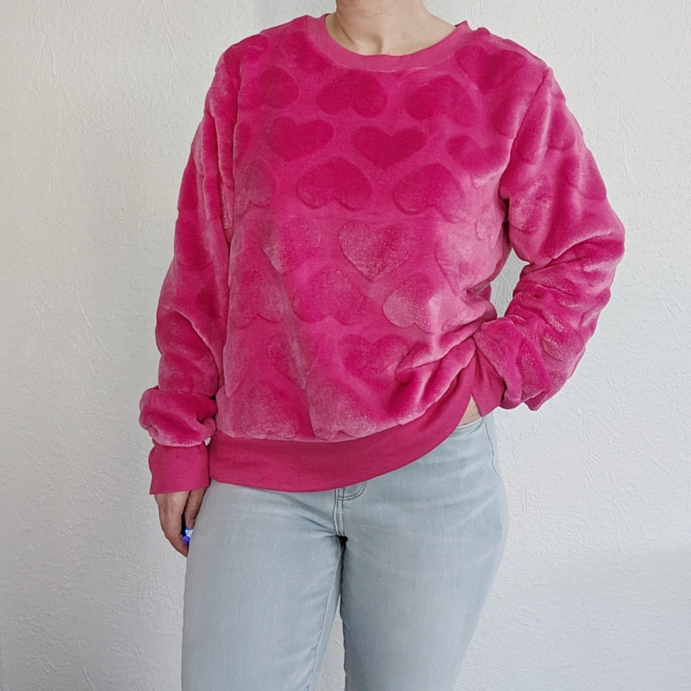 Cozy hot pink hearts sweater